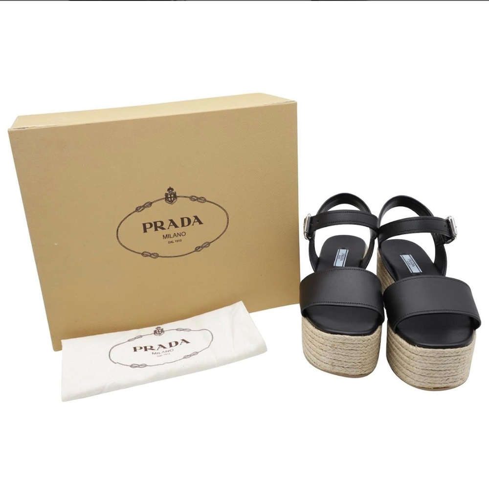 Prada Espadrille Platform Wedge Sandals